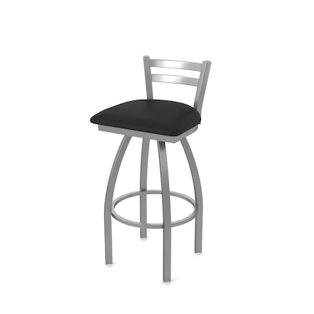 Holland Bar Stool Co OD411 Jackie Low Back Stainless Steel 30 Swivel Outdoor Bar Stool with Breeze Black Seat OD41130SSOD004